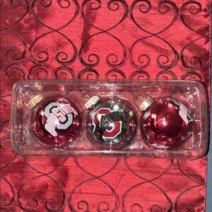 Ohio State Holiday Ornaments Set - Red and Black
